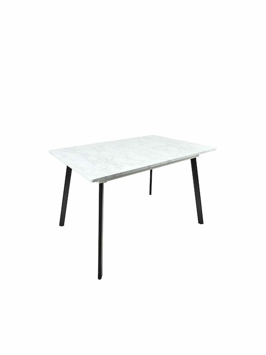 Tisch Küche Ausziehbar Holz mit Metallgestell Schwarz 120x76x80cm