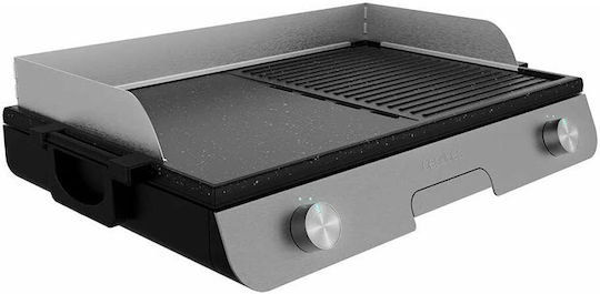 Cecotec Perfect Roast 3000 Tabletop Electric Grill Smooth and Ribbed Plate 3000W Inox with Adjustable Thermostat 30cmx50cmcm