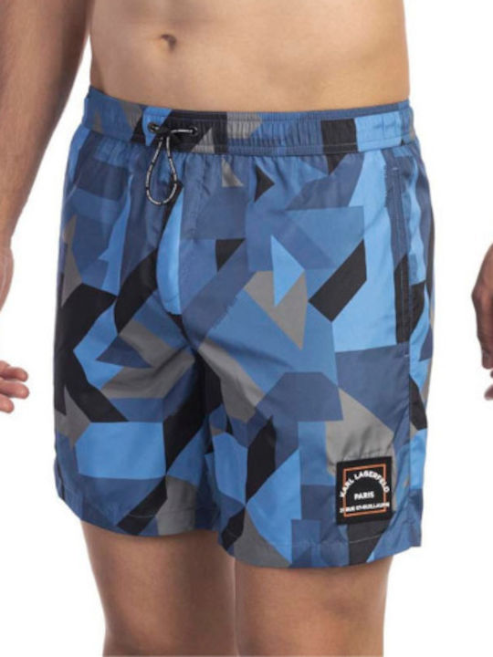 Karl Lagerfeld Herren Badebekleidung Shorts Blau mit Mustern