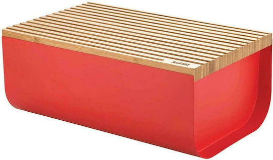 Alessi Matina Brotkasten mit Deckel Metallisch Rot 34x21x14cm