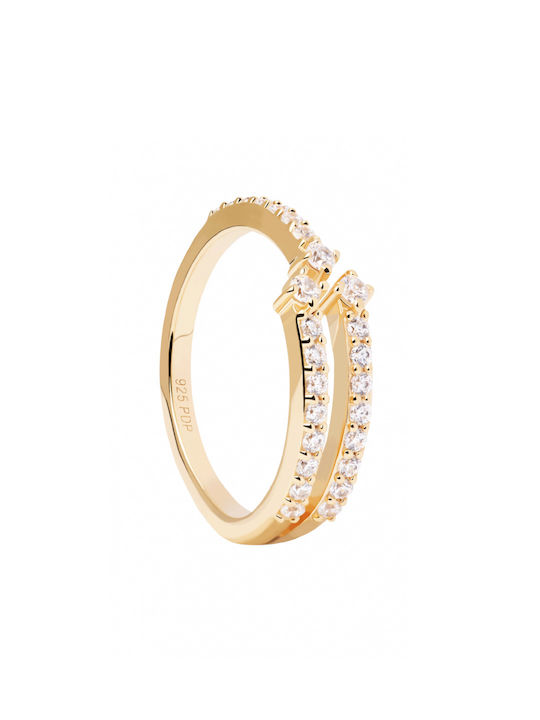 P D Paola Women's Gold Plated Silver Ring Sisi with Zircon
