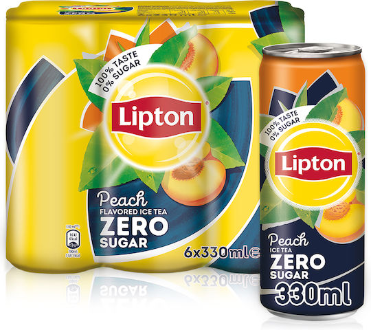 Lipton Ροδάκινο Ice Tea Ροδάκινο Χωρίς Ανθρακικό & Ζάχαρη σε Κουτί 6x330ml