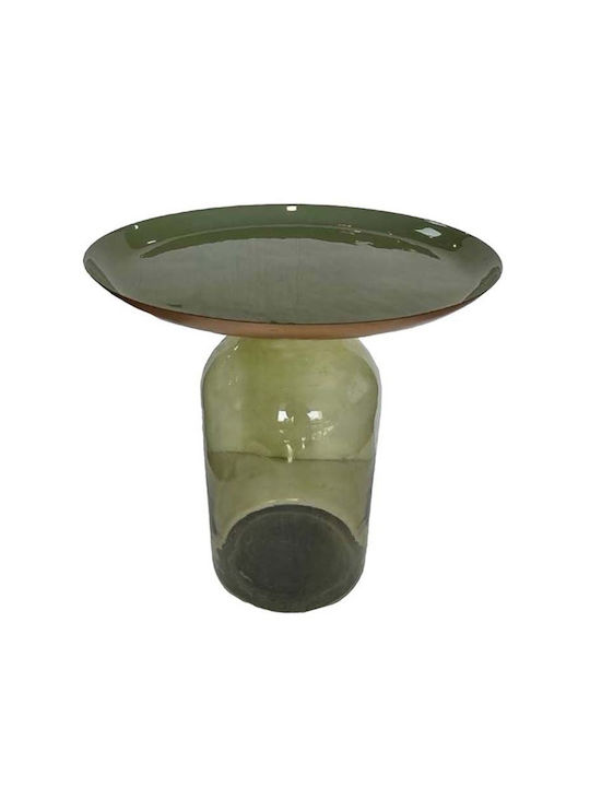 Round Side Table Glass Dark Green 50x50x56 cm