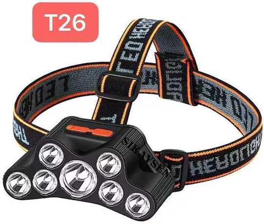 Wiederaufladbar Stirnlampe LED T26 Schwarz