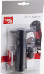 Vacu Vin Blister Αντλία Αφαίρεσης Αέρα Μεταλλική με 1 Πώμα Μαύρη