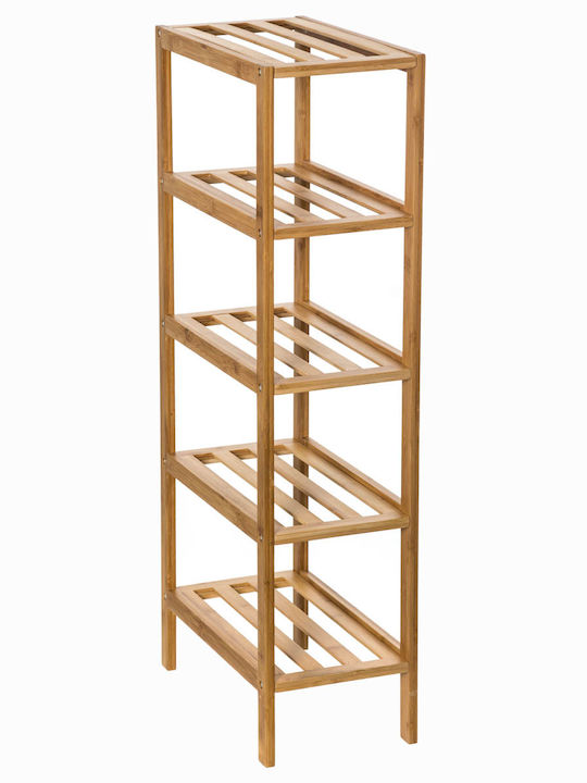Επιδαπέδια Ραφιέρα Μπάνιου Bamboo με 5 Ράφια 32x18.5x77.5cm Καφέ
