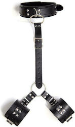 Fetish Addict Adjustable Collar with Restraints Set pentru Legare Gât & Membre Black Fetish Addict Adjustable Collar with Restraints Set pentru Legare Gât & Membre Black