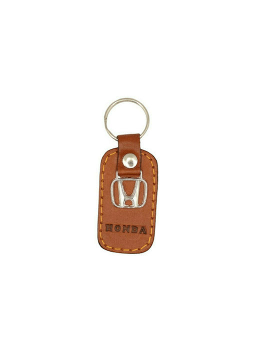 Leather-metal key ring brown HONDA 7507-k