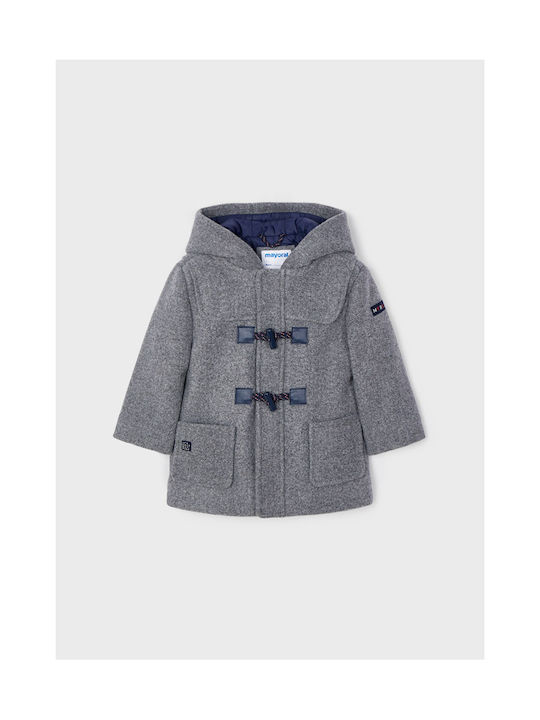 Mayoral Kids Coat Montgomery Long Hooded Gray