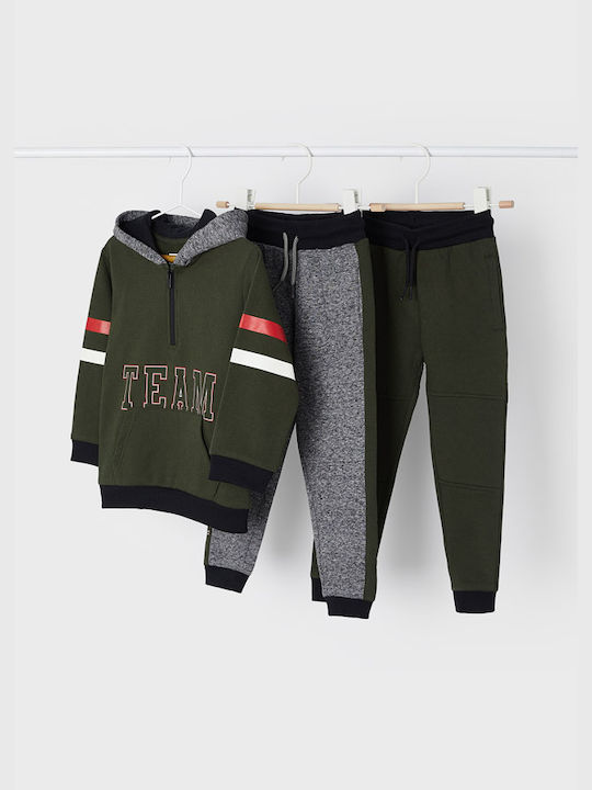 Mayoral Kids Sweatpants Set Khaki 3pcs