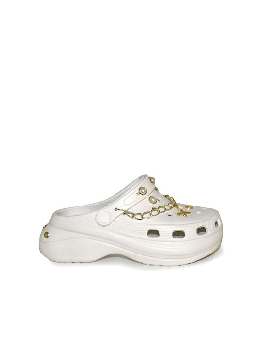 I Love Sandals Candi Flat Mules σε Λευκό Χρώμα