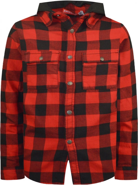 Kids Checked Shirt Long Sleeve Red