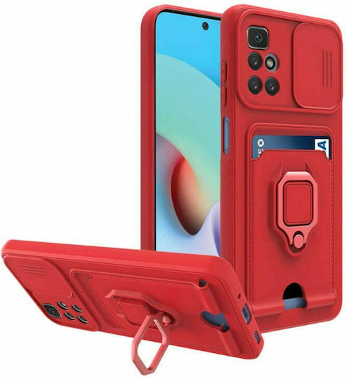 Bodycell Multifunction Back Cover Πλαστικό με Λουράκι και Υποδοχή για Κάρτες Κόκκινο (Redmi 10 / 10 2022)