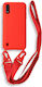 Bodycell Back Cover Σιλικόνης με Λουράκι Κόκκινο (Samsung A01)