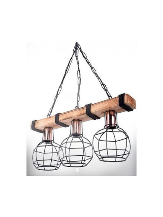 Klikareto Pendant Light Brown Rail with Socket E27 50cm