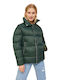 Jxellie Women's Short Puffer Jacket for Winter Green