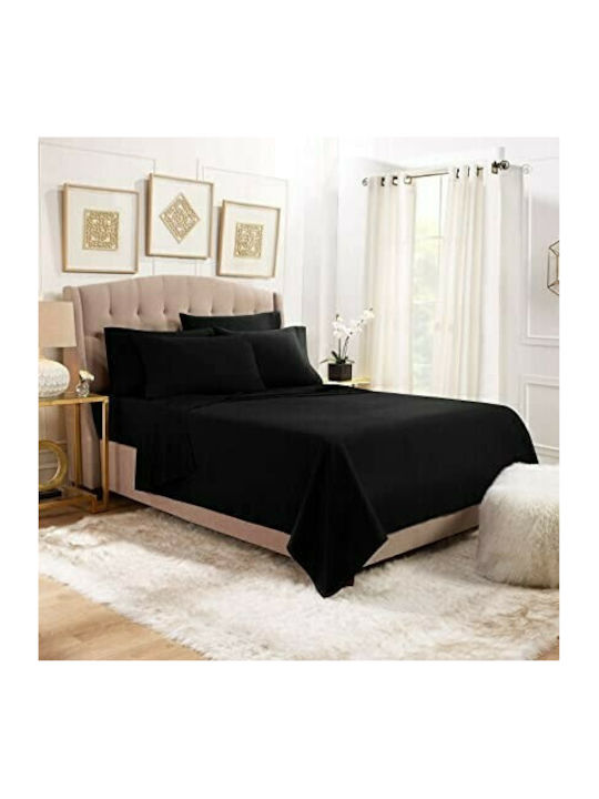 MayHome Sheet Sets Queen 220x240cm Black 4pcs