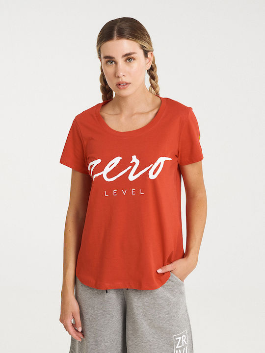 Zero Level Shodo Γυναικείο T-shirt Fiery Red με Στάμπα