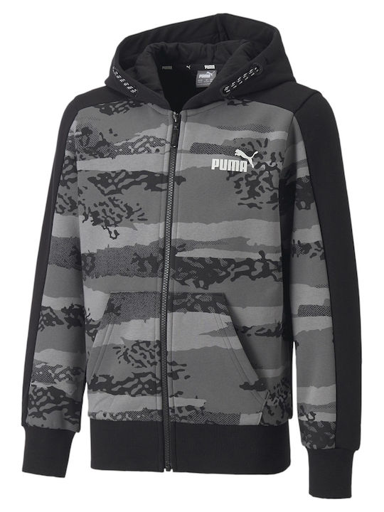 Athletic Kids Sweatshirt Cardigan Fleece with Hood Gray Alpha