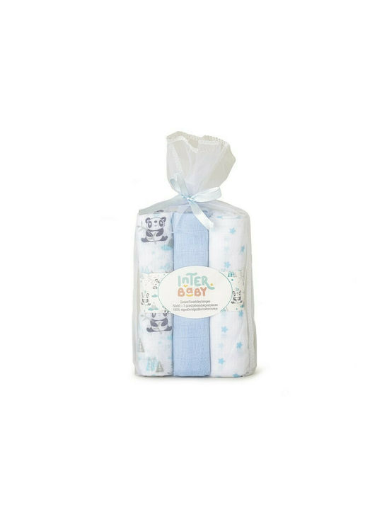 Interbaby Swaddle Blanket Blue 80x110cm 3pcs