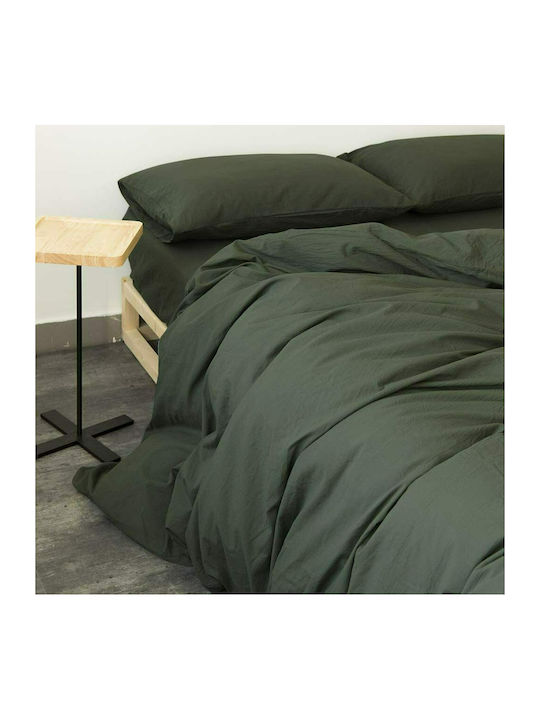 MayHome Duvet Cover Set Cotton King Size with 2 Pillowcases 260x240 Khaki