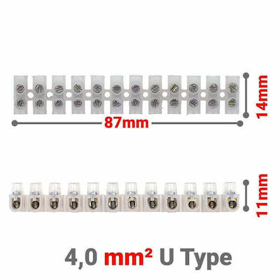 Klemme Strip 12 Positionen 4mm² U-Typ (1021.086) 1Stück