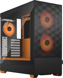 Fractal Design Pop Air Gaming Mini Tower Computer Case with Window Panel and RGB Lighting RGB Orange Core