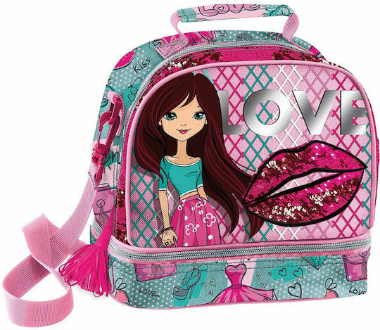 Graffiti Fashion Girl Σχολικό Ισοθερμικό Τσαντάκι Φαγητού Ώμου Ροζ 18x14x22εκ.