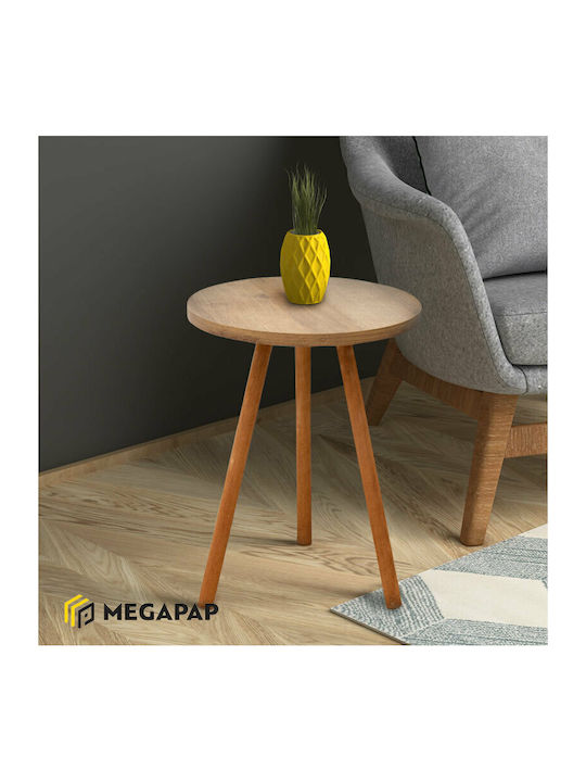 Round Side Table Roma Wooden Pine Oak L33.5xW33.5xH46cm.
