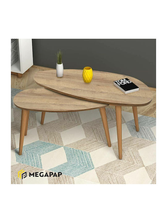 Elips Kaffeetisch Zentral Holzbeige 2Stücke M116xL46xH46cm Megapap