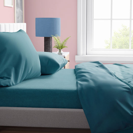 MayHome Комплект Плик за Завивка Памучен Полутораен с Калъфка 180x240 Петрол
