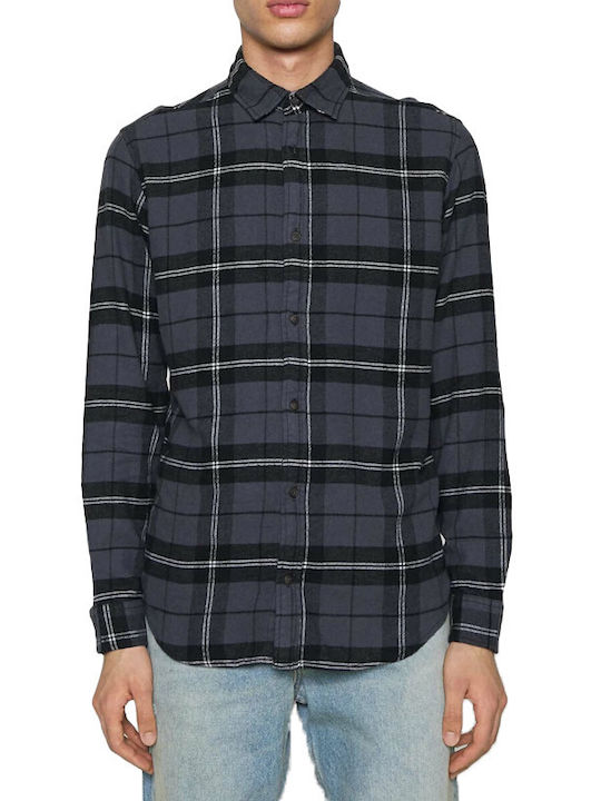 Jack & Jones Men's Shirt Long Sleeve Checked Ombre Blue