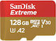 Sandisk Extreme microSDXC 128GB Clasa 10 U3 V30 A2 UHS-I cu adaptor