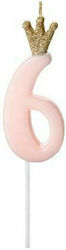 PartyDeco Geburtstagskerze Nummer "6" in Rosa F...