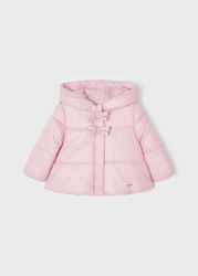 Mayoral Kids Quilted Jacket short Hooded Pink