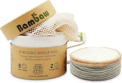 Bambaw Σετ 10 δίσκοι ντεμακιγιάζ από μπαμπού και θήκη πλυσίματος