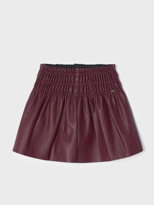 Kids' Leather Skirt Monochrome Burgundy