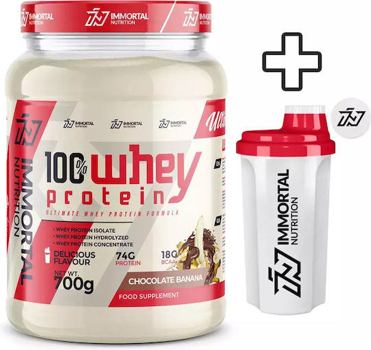 Immortal Nutrition 100% Whey Protein 700gr Chocolate Banana & Shaker Bottle