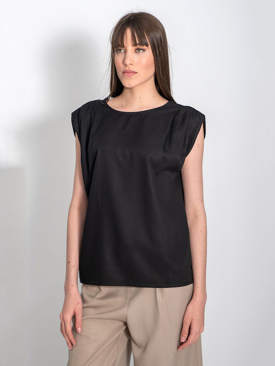Aggel Women's Summer Blouse Short Sleeve Black