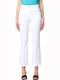 Drill Fringed High Waist Women's Jean Trousers White