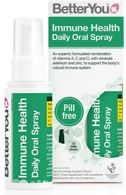 BetterYou Immune Health Vitamin Daily Oral Spray for Immune System Boost Peach Orange 50ml