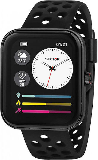 Sector S-03 Pro Aluminium 45mm Smartwatch με Παλμογράφο (Μαύρο)