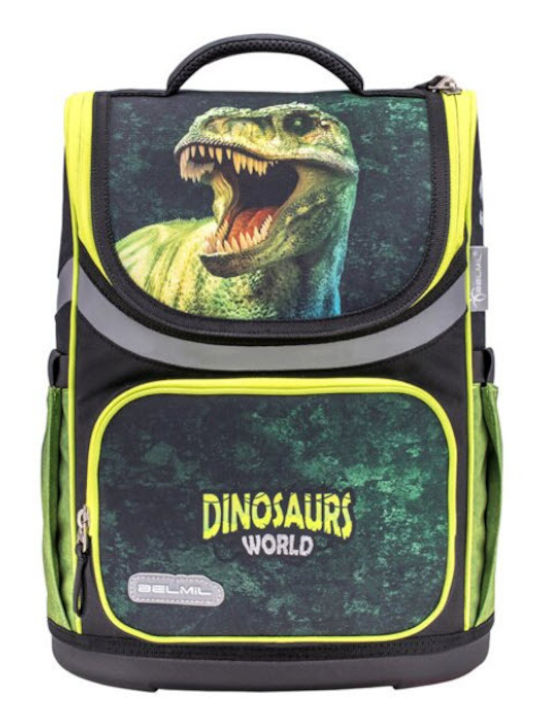 Belmil Dinosaur World 2 School Bag Backpack Elementary, Elementary in Green color 15lt