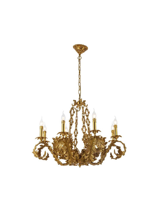Elmark Philip Kronleuchter 8xE14 Ø85cm mit Kerzen Bronze 955PHILIP8