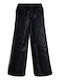 Pantalon Larg din Piele pentru Copii Negru