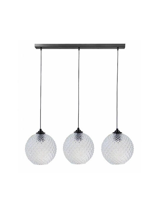 Heronia 5010/3 RAGA Bl-Transparante Pendant Light Suspension Rail for Socket E27 Black