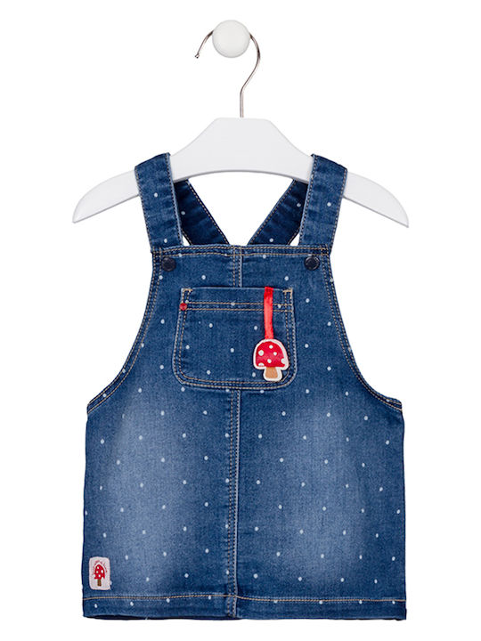 Kinder Latzrock aus Jeans Polka Dot Blau