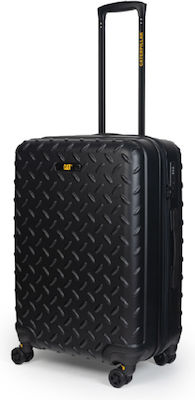 CAT Industrial Plate Cabin Travel Suitcase Hard Black with 4 Wheels Height 54cm.