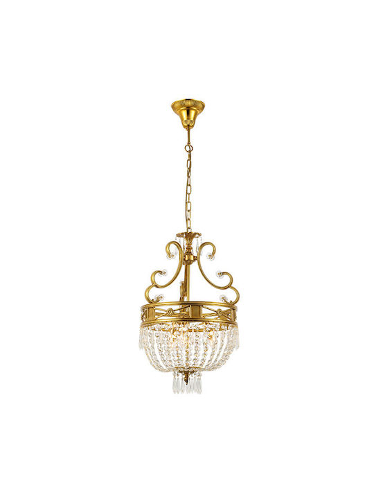 Elmark Frederick Kronleuchter 3xE14 Ø40cm mit Kristallen Gold 955FREDERICK3