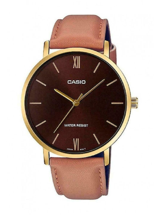 Casio Ρολόι Μπαταρίας με Δερμάτινο Λουράκι